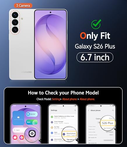 Image of FNTCASE for Samsung Galaxy S26-Plus Case: Clear Magnetic Phone Cases with Screen Protector Compatible with Magsafe Slim Anti Yellowing Shockproof Protective Transparent Cover (Purple Magnetic)