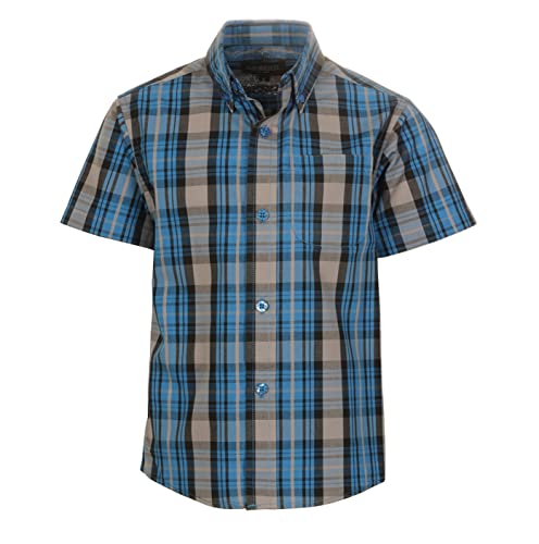 Image of Gioberti Boys Casual Plaid Checked Short Sleeve Button Down Shirt