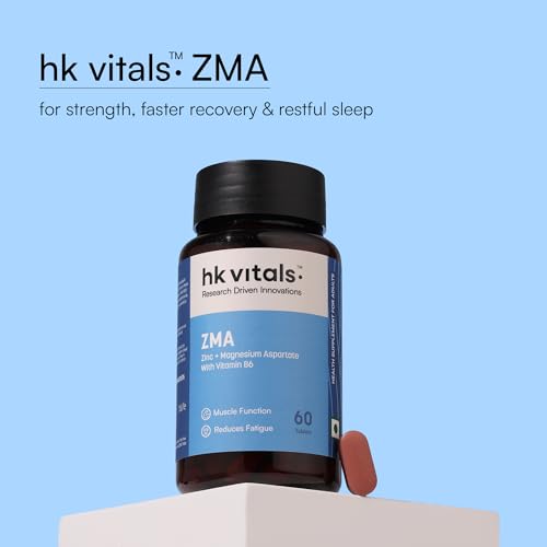 Image of hk vitals ZMA (60 Tablets) | Zinc + Magnesium Aspartate with Vitamin B6 | Muscle Function & Reduces Fatigue