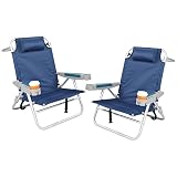 REDCAMP Folding Beach Chair 2 Pack Aluminum 5-Position, Lightweight Backpack Reclining Beach Chair w