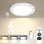 Gotopceed Rechargeable Motion Sensor Light with Remote - Magnetic Wireless Ceiling/Wall Lights, Battery Powered Pir Lights for Shed Loft Bathroom Garage cet