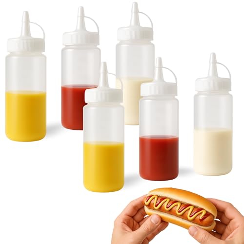 CHEFZOCO Salsera de plástico, Bote para salsas, Biberones de Cocina de Plástico, Dispensador de salsas, Apto para lavavajillas, Cumple norma UNE-EN 12875, Libre de BPA, Capacidad 300 ml, 3 unidades
