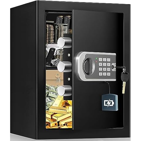 2.6 Cu ft Large Safe Box For HOME USE, Home Safe Box with Combination Lock and Key, Digital Security Safe Box for Firearm Documents Medicine Money Cover