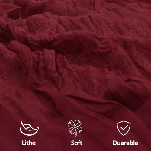 8 Pack Burgundy Table Runner Cheesecloth 10Ft Gauze Cheese Cloth Table Runner 120 Inch Boho Rustic Fabric for Party Decor Baby Shower Wedding Holiday Decorations by Heneger - Used condition - Image 5
