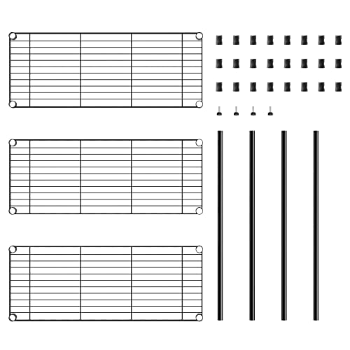 Szqinji 3-Shelf Storage Wire Shelves Heavy Duty 3 Tiers Standing Shelving Units Adjustable Metal Organizer Wire Rack, Black #TOP6