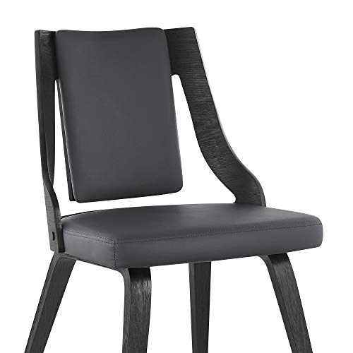 Armen Living Aniston Faux Leather Wood Dining Chairs-Set Of 2, 22D X 20W X 33H In, Gray/Matte Black #TOP6