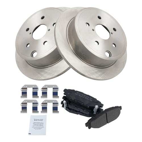 Image of TRQ Rear Brake Pad and Rotor Set Semi Metallic Rotors