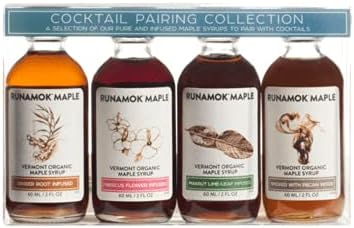 Runamok Organic Vermont Maple Syrup Sampler | Cocktail Pairing Collection | 2 oz (4 count) | 60mL | Infused and Smoked Organic Maple Syrup Varieties