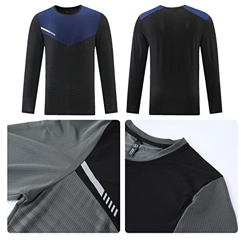 Boomcool Men's Pack Of 3 Functional Shirts, Long-Sleeved T-Shirts,Quick-Drying Shirts, Breathable Sports Shirt For Running Black #TOP3