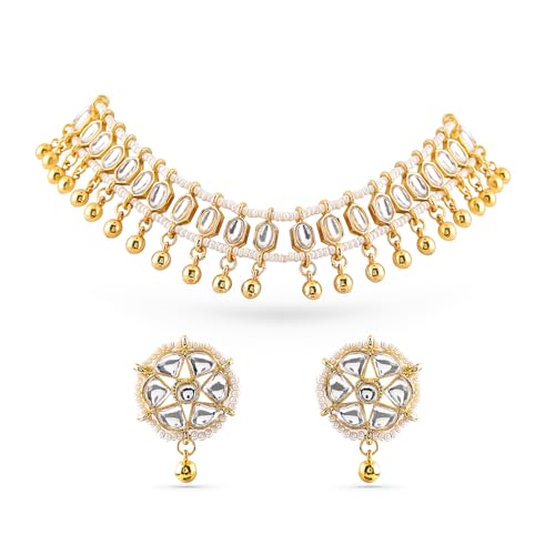 Image of Rubans Necklace Set Gold Plated Kundan Pearl Traditional Stylish Jewellery Gift for Women & Girls