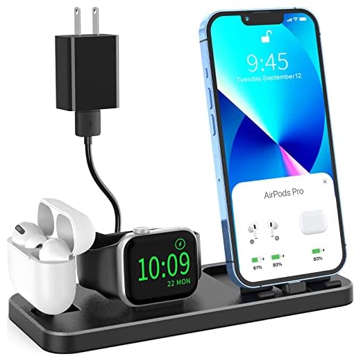 GLANA Portable 3 in 1 Charging Station Compatible with Apple Multiple Devices, Foldable Charger Stand for iWatch Series 7/6/SE/5/4/3/2/1 Charging Dock Station for iPhone AirPods Pro 3/2/1