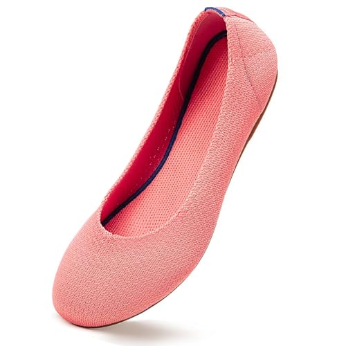 Image of Frank Mully Women's Ballet Flat Shoes Knit Dress Shoes Round Toe Slip On Ballerina Flats for Woman Low Wedge Comfort Soft