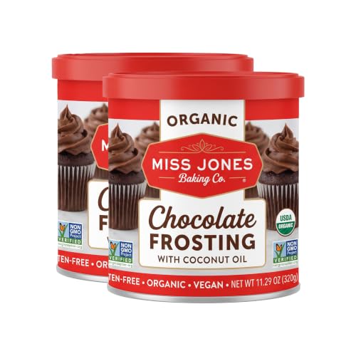 Miss Jones Baking Organic Buttercream Frosting, Perfect for Icing and Decorating, Vegan-Friendly: Rich Fudge Chocolate (Pack of 2)