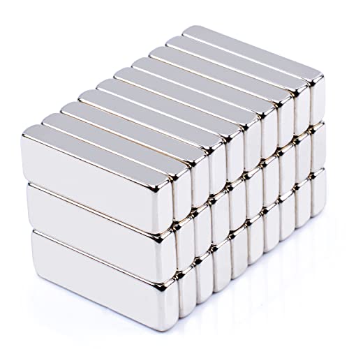 Min Ci 30Pcs Super Strong Rare Earth Magnets Bar, Rectangular Industrial Neodymium Magnets Heavy Duty, For Refrigerator Cruise Crafts Tool Storage (30X10X5Mm) #TOP6