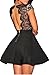 Zeagoo Women's V Neck Lace Open Back Nude Illusion Skater Cocktail Party Dress Black Small