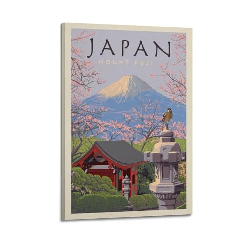 Porte Torii et mont Fuji toile déco pour chambre zen - Poster paysage Japon style cadre 30x45