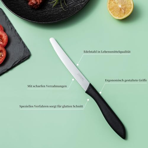 LAZAHOME 6 Frühstücksmesser,Wellenschliff,Edelstahl,Kunststoffgriff,Schwarz – Ansicht 3
