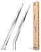Lot de 4 pinces de cuisine fines en acier inoxydable de 30,5 cm et 25,4 cm pour cuisine, réparation, nourriture de mer et barbecue (ARGENT 2 PIÈCES)