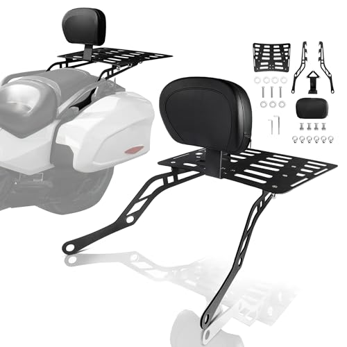 BAKAFOH Detachable Rear Back Rest Passenger Backrest with Luggage Rack Set Fit for The Can-Am Spyder F3 F3-S F3-T 2015-2025 Accessories(Matte Black Style)