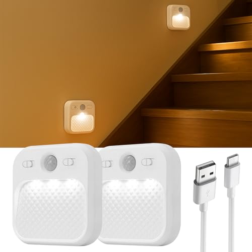 Image of ZSLAIFU Rechargeable Motion Sensor LED Night Lights Dimmable Cabinet Lighting with Adjustable Timer 3 Color Temperatures Ideal for Stairs Hallways and Children's Rooms