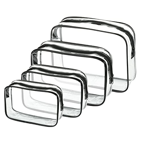 Beautyflier Transparente PVC-Kulturbeutel, Reise-Make-up-Kosmetiktasche für Frauen Männer, wasserdichte Verpackungs-Organizer, Flugreisen, Kulturbeutel-Set, 4 Stück Cover