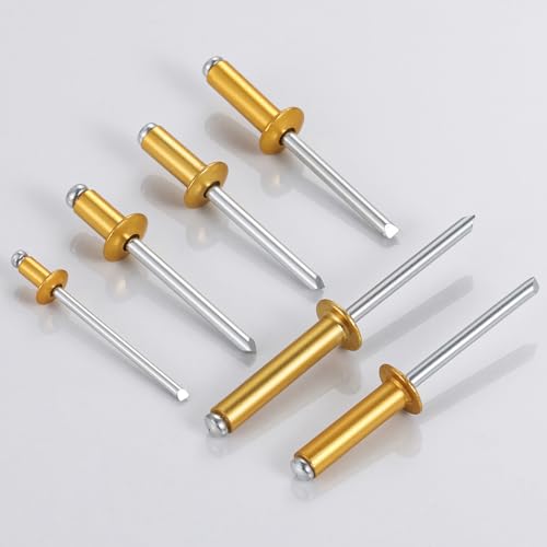 Image of Wensilon (400 Pcs) 5 /32 inchx3 /8 inch Golden Aluminum blind pro Rivets,Golden Aluminum Grip and Steel Mandrel