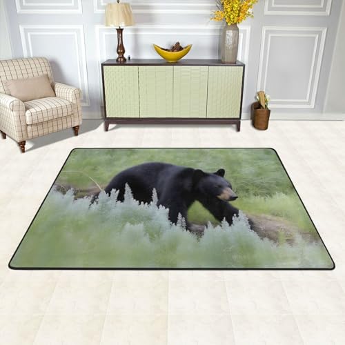 Tapis de sol flanelle ours noir absorbant doux 182x121cm - 3