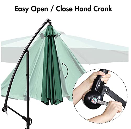 Qdy -3M/10Ft Garden Banana Parasol, Patio Cantilever Umbrella, Outdoor Hanging Sun Shade Canopy With Crank Handle & Height Adjustable For Garden Backyard Pool,3 Green #TOP3