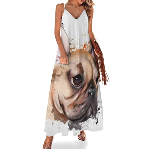 Robe longue Carlin vêtement été femme sans manches fluide taille haute