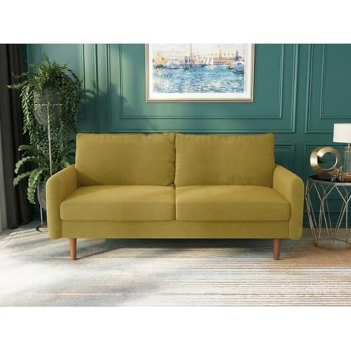Image of Morrone Velvet Loveseat 2-Seater Sofa, Modern Upholstered Couch for Living Room, Bedroom and Office, Plush Cushion Accent Seating Furniture (Golden, 2 Seater)