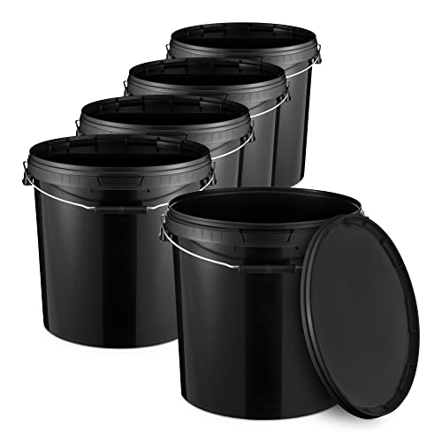 Kerbl 29882 Secchio In Plastica Jumbo 20 Litri – Nero Con Scala Graduata, Manico Metallico, Antirottura, Per Uso Domestico E Stalla