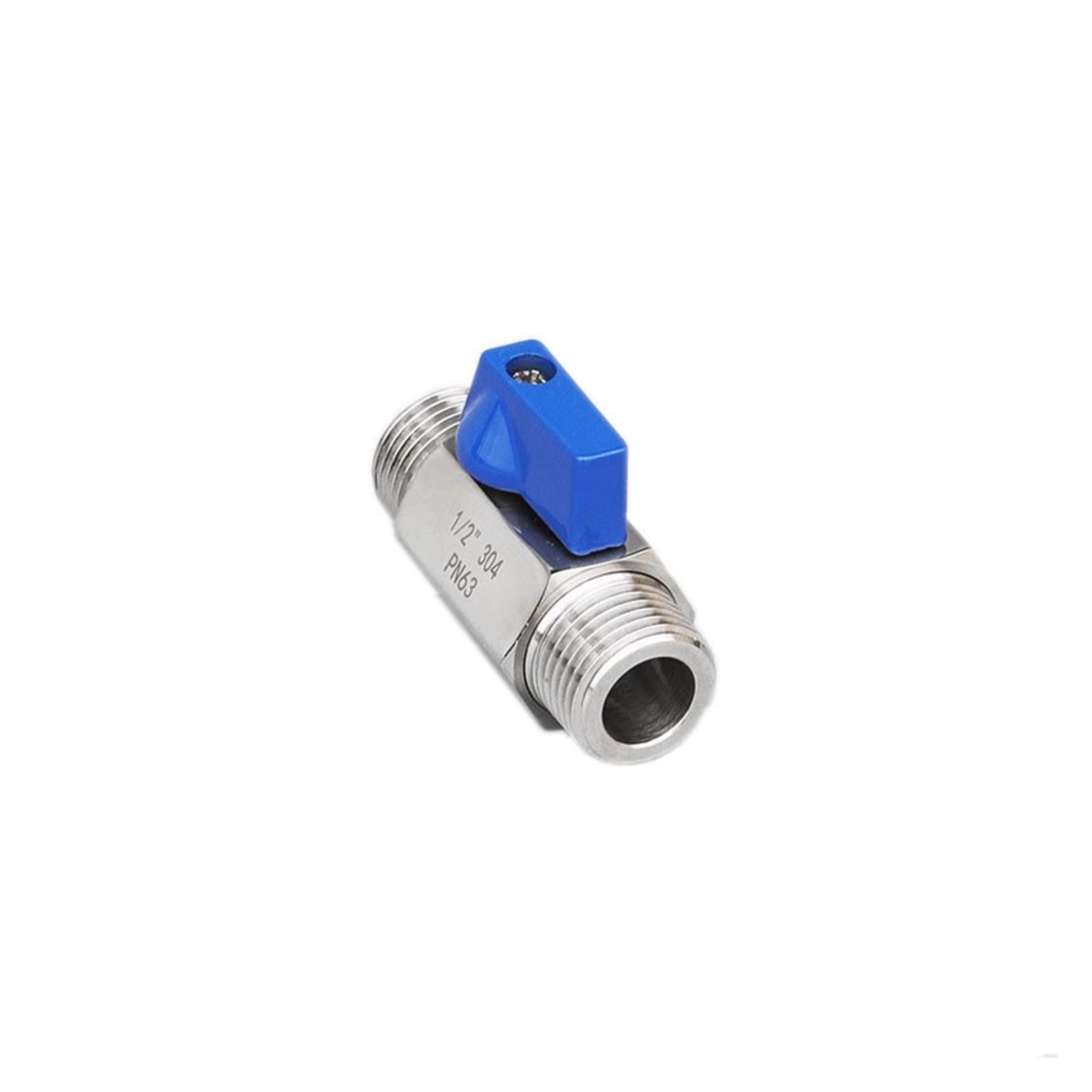 Mini válvula de Bola 2 vías con Rosca Macho 1/8", 1/4", 3/8", 1/2" y 3/4", Acero Inoxidable 304, Resistente a la corrosión, 63 Bar(0.25 Inch)