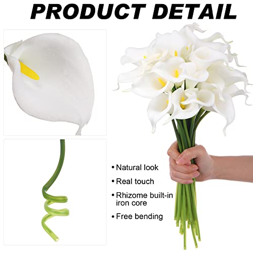 40 Pcs 13 Inch Calla Lily Artificial Flowers Wedding Bouquet Artificial Real Touch Latex Flowers Calla Lily Artificial Flowers For Home Wedding Party Plant Decoration, White With Yellow Core #TOP6