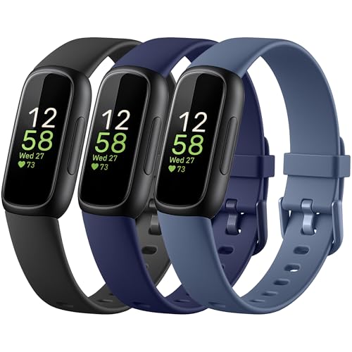 Maledan Silicone Bands Compatible with Fitbit Inspire 3 Bands for Women Men, Soft Adjustable Waterproof Strap Bracelet Replacement Wrist Band for Inspire 3 Fitness Tracker Men Women Accessory, Large by Maledan - Used condition - US$6.83