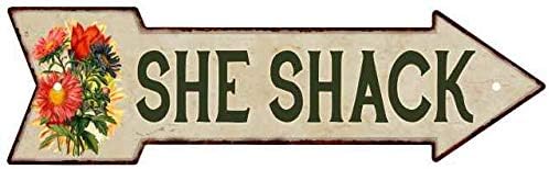She Shack Metal Sign 5x17 Arrow Garden Flowers Gift Shed 205170008007