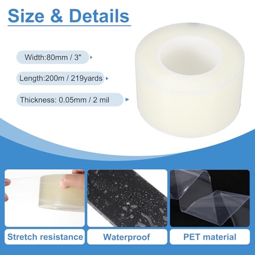 Image of PATIKIL Removable Protective Film Tape, 3 Inch x 656 ft PE Surface Protective Scratch Film Tape Roll for Furniture Electrical Appliances Plastic Hardware Low Stickiness Clear
