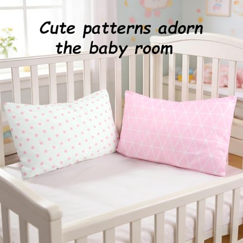 Image of Kids Toddler Pillowcases 2 Pack Pillow Cover Pillowslip Case Fits Pillows sizesd 13 x 18 or 12x 16 for Kids Bedding Pillow Cover Baby Crib Pillow Cases Pink Link /Dot - by UOMNY