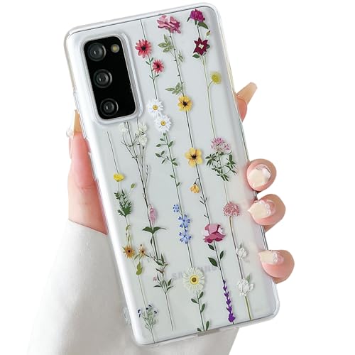 ZTOFERA Compatible with Samsung Galaxy S20 FE 4G/5G Case for Girls Women, Flexible Soft Silicone Protective Phone Case with Cute Climbing Flowers Floral Pattern Shockproof Bumper Cover, Clear