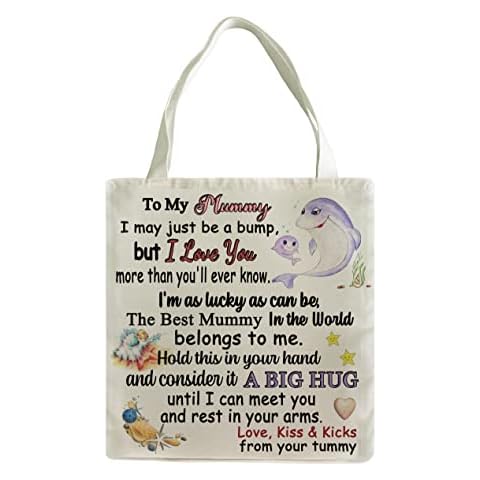 Mother-to-be Tote Bags Mum to Be Happy Mothers Day Gift Bag Mommy Birthday Reusable Shopper Bags Accompanying Appreciate Keepsakes Mom-to-be Present Elephant Whale Shoulder Bags (Style 2 Beige Color) Cover