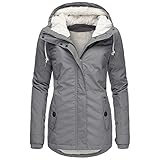 Women's Hooded Winter Coat Long Warm Fleeced Lined Long Jackets Thicken Fleece Jacket Fur Hooded Military Parka Coat, Grey, X-Large
