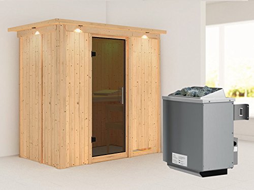 Preisvergleich Produktbild Karibu Sauna Variado 68mm Dachkranz Saunaofen 9kW intern moderne Tür