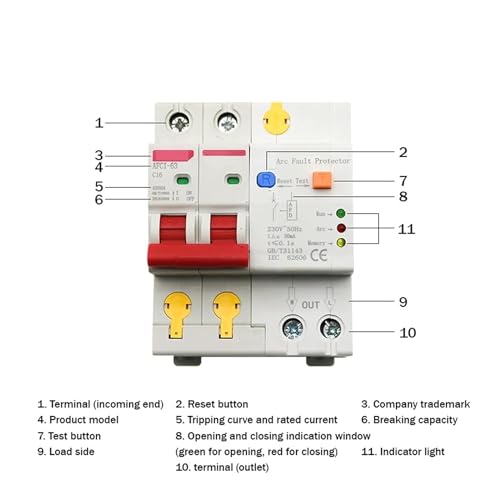 Disyuntor 220V 2P AFDD interruptor de circuito con protector de arco para cortocircuito 5