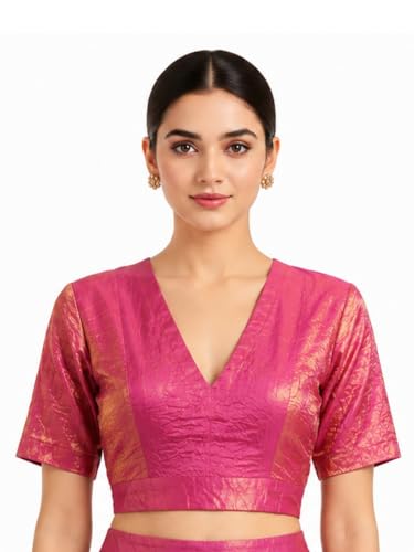 Image of Thevasa Women's Everyday Divine Depth V Neck Half Sleeves Blouse