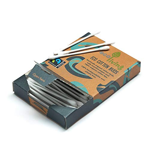 100 Biodegradable Cotton Buds (Zero Plastic and Zero Waste) – 100% Paper Fairtrade Organic Cotton Buds – All-Paper Ear Swabs - Sustainable & Vegan Qtips- Ear Buds Cotton