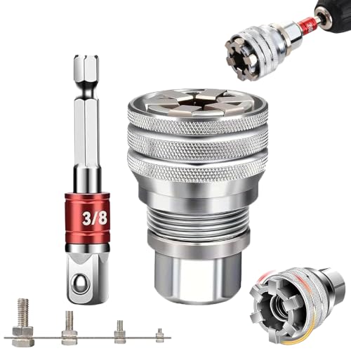 Multi-function Universal Socket Wrench Tool 10mm-19mm Adjustable Grip Sleeve 3/8 Drive Ratchet Adapter for Power Drill Maintenance Kit for Auto Repair DIY Home Appliance (1pc)