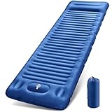 12CM/4.7INCH ÉPAISSEUR CONFORT COMME UN LIT: Avec une épaisseur de 12cm/4.7 pouces après gonflage, notre matelas de camping éloigne votre corps du sol froid et accidenté, assurant un maximum de confort et de chaleur pour votre sommeil. Avec un oreiller intégré et une conception à bulles d'air, le tapis de camping auto-gonflant soutient de manière ergonomique tous vos points de pression et offre un meilleur soutien du corps et du cou. Sentez-vous comme dormir sur votre lit à la maison!