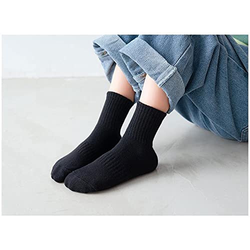 Little Boys Basic Cotton Crew Socks-Black White Grey Athletic Sport Ankle Socks Set 1-12Years4
