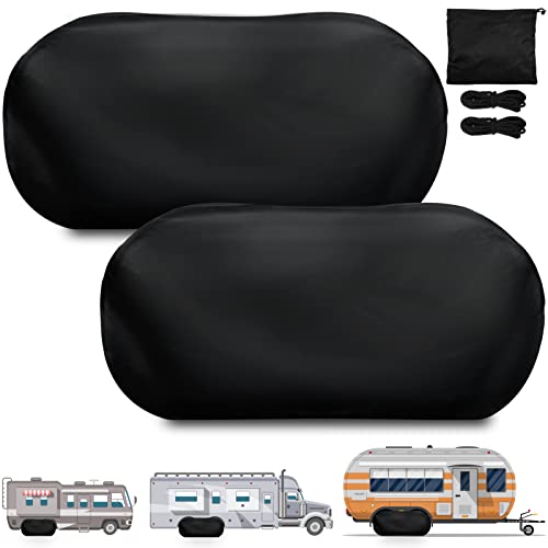 2 Pcs Dual Axle Wheel Cover Double Rv Tire Covers Nylon Trailer Tire Covers Camper Wheel Covers Part Rv Accessories With Storage Bag For Rv Truck Suv (27-30 Inch Wheel Diameter, Waterproof Nylon) #TOP3