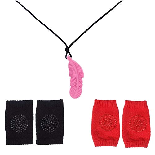 LADY HAWK Baby Knee Safety Protective Pad for Crawling, Anti-Slip Unisex Imported Socks with Leaf Shaped Pink Silicone Teether Soother Pendant. Gift Set 2 Pairs of Socks & 1 Teether. LADY HAWK Baby Knee Safety Protective Pad for Crawling, Anti-Slip Unisex Imported Socks with Leaf Shaped Pink Silicone Teether Soother Pendant. Gift Set 2 Pairs of Socks & 1 Teether.