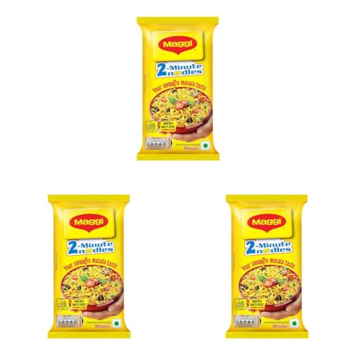Image of MAGGI 2-Minute Instant Noodles, Favourite Masala Taste, Masala Noodles With Goodness Of Iron, Made With Choicest Quality Spices, 140g /150g Pouch (weight may vary) (Pack of 3)